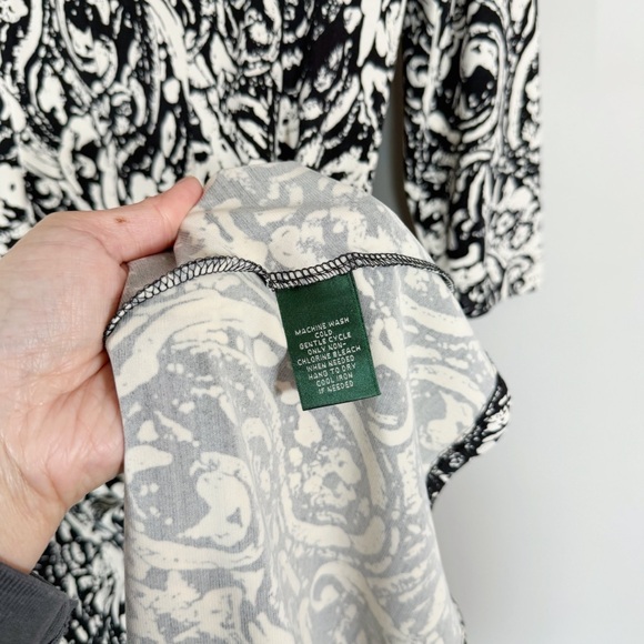Lauren Ralph Lauren Paisley Print Jersey Knit Dress Size 6 Black White Stretch - Picture 6 of 10